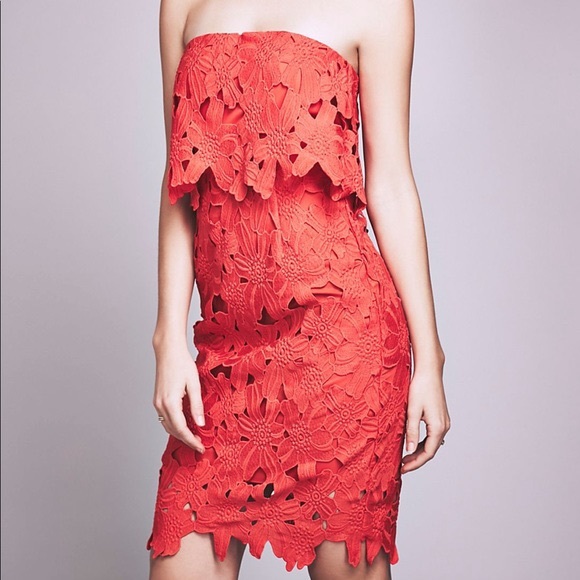 Free People Dresses & Skirts - Saylor x Free People Red Lace Erin Dress